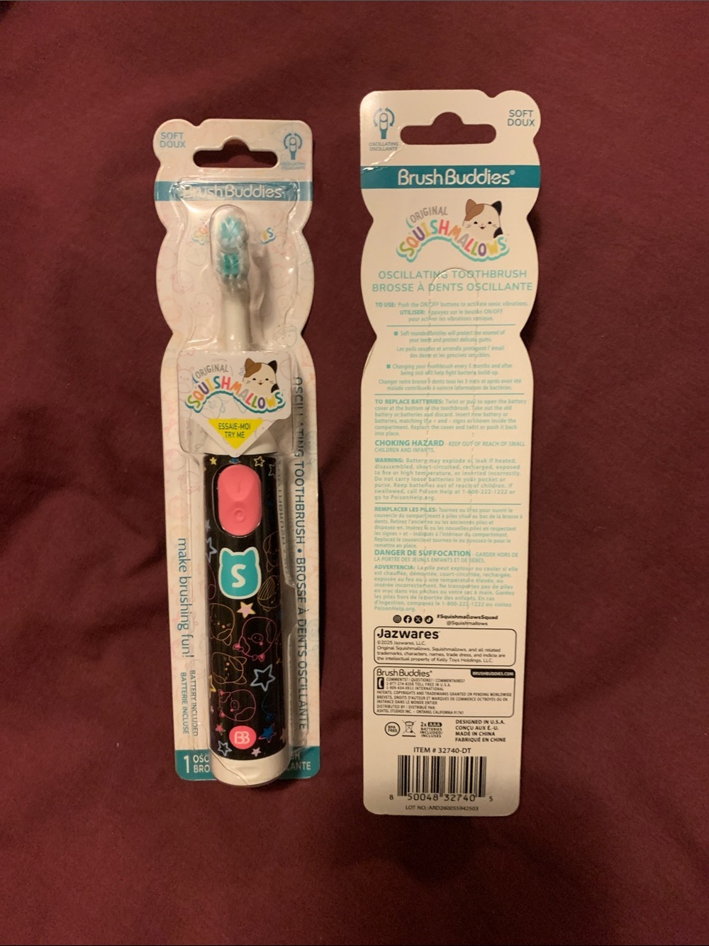 Battery Powered Toothbrush Squishmallows Oscillating 360 Degree Power Elect Soft
